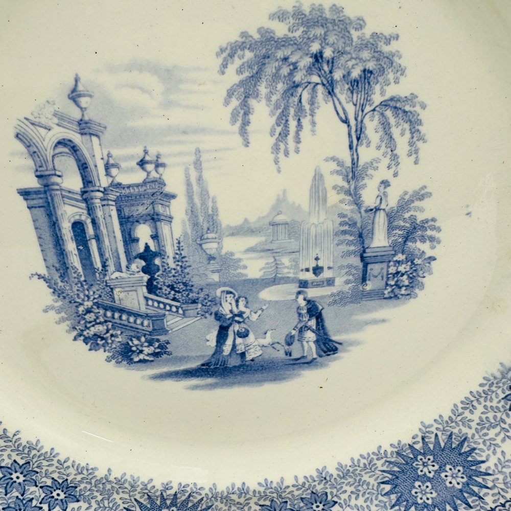 Vintage W Adams & Sons Isola Bella Light Blue White Transferware 10.5" Plate - Picture 2 of 7